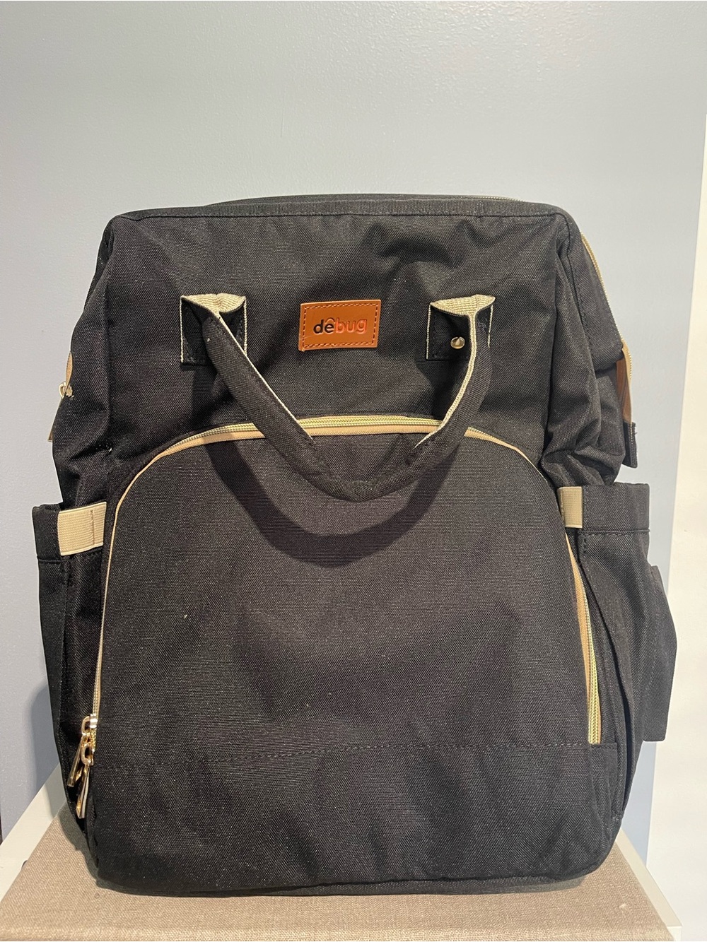 Black Canvas Diaper Backpack Tote